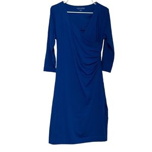 Soft Surroundings Wear Anywhere blue faux wrap dress